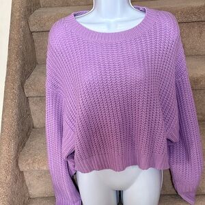SHEIN Lavender Knit Crop Sweater in Size Large